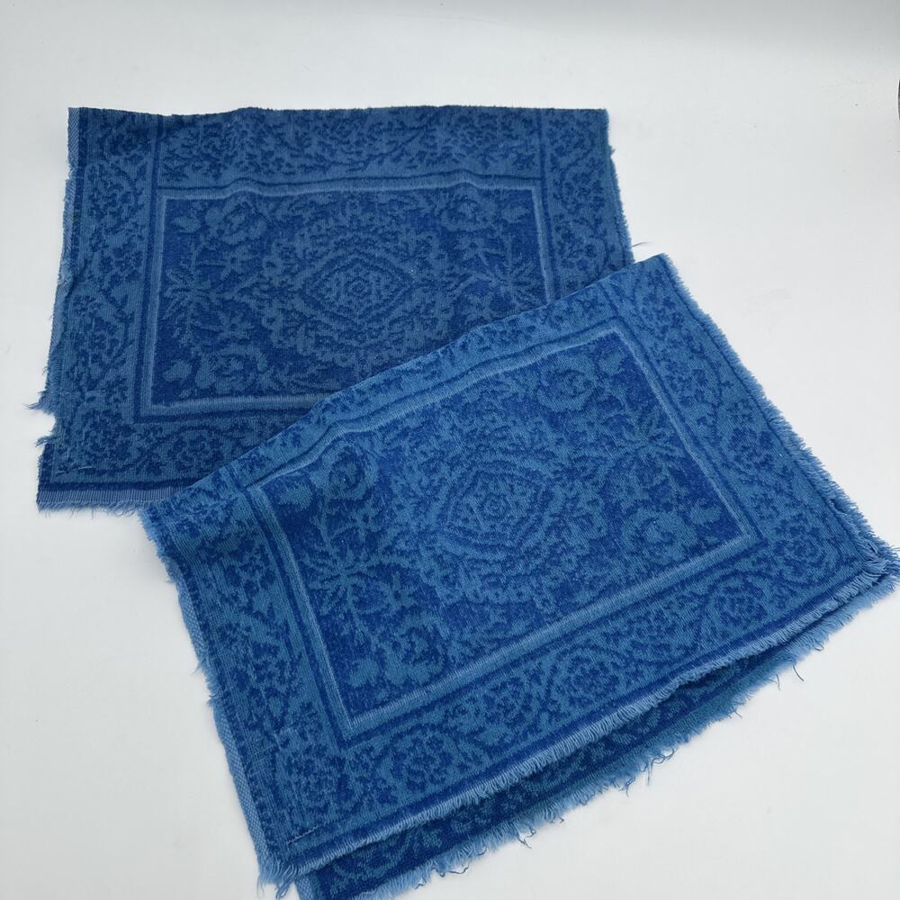 Two Retro Vintage Style House Flower Sculpted Hand Towels Fringe